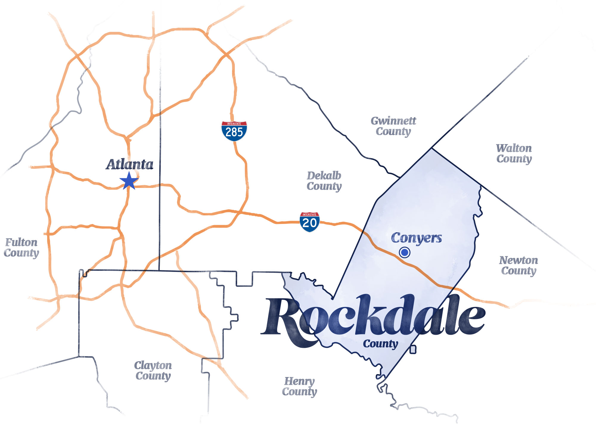 Map of Rockdale County
