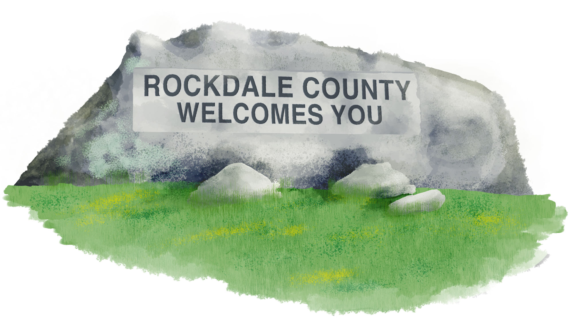 Rockdale County Welcomes You sign illustration