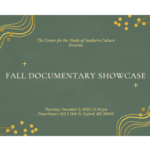 Text that says Fall Documentary Showcase at the Powerhouse Dec. 2 at 6:30 p.m.