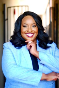 Ethel Young Scurlock wearing a blue blazer