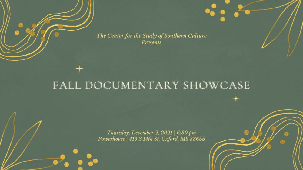 text that says Fall Documentary Showcase Thursday, Dec. 2 at the Powerhouse at 6:30 p.m.