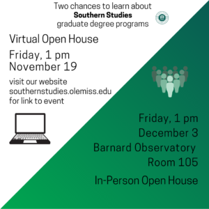 green and white graphic with text about open houses