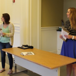 Grad student volunteers Molly Conway and Amanda Malloy. Photo by Sophie Hay.