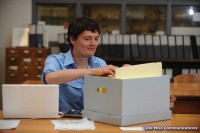 Southern Studies alum Maarten Zwiers, researching James O. Eastland.  Photo by Nathan Latil.