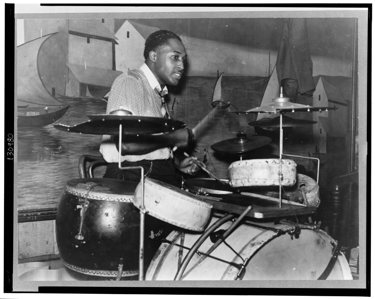 Drummer in orchestra in Memphis, Tennessee, juke joint, 1939.