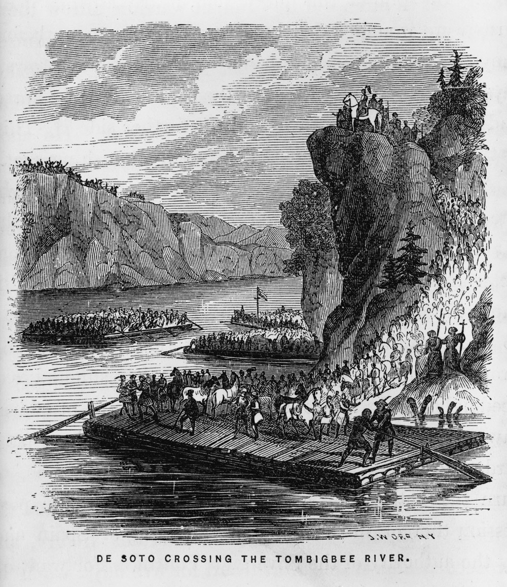 Image of Hernando de Soto crossing the Tombigbee