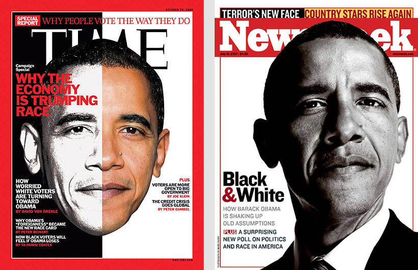 Image of Barack Obama on the cover of Time and Newsweek