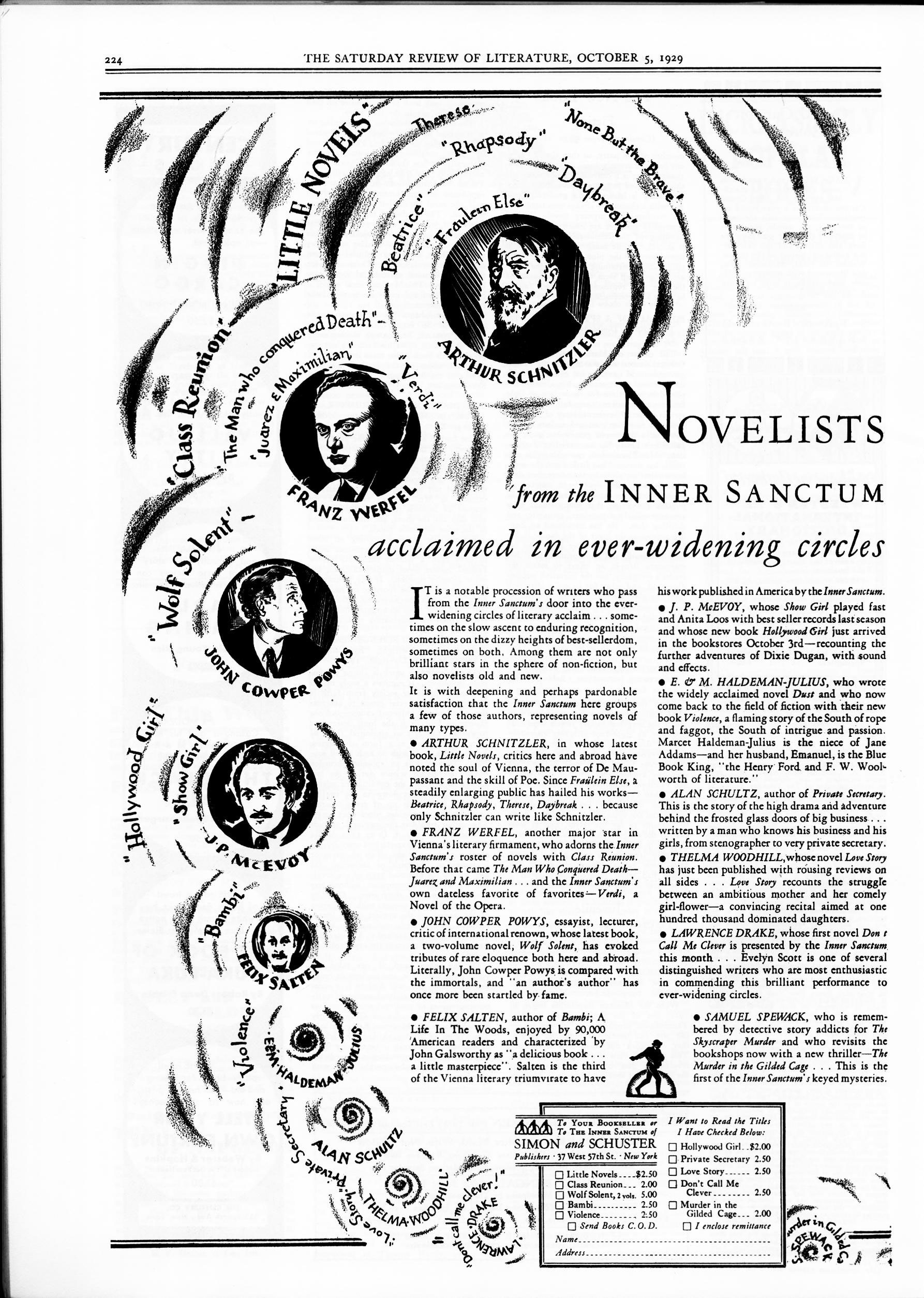 Novelists from the Inner Sanctum